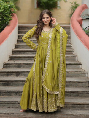 Parrot Color Designer Three Piece Sharara Suit