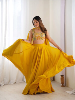 Yellow Color Pure Soft Georgette Lehenga Choli
