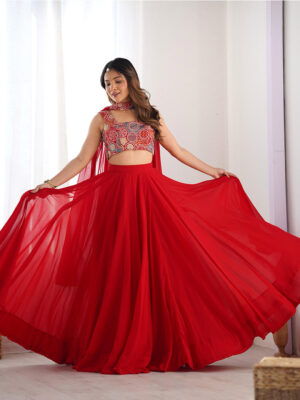 Red Color Pure Soft Georgette Lehenga Choli