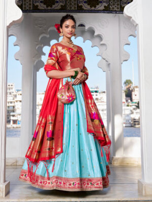 Sky Blue Color Jacquard silk Lehenga Choli