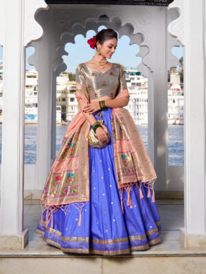 Blue Color Jacquard silk Lehenga Choli