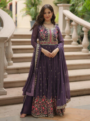 Designer Lavender Color Three Piece Sharara Suit