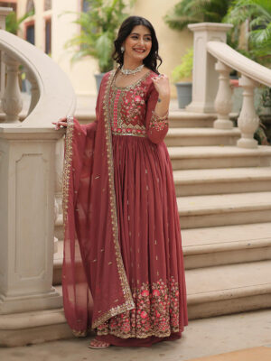 Designer Peach Color Three Piece Sharara Suit