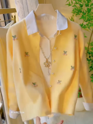 Charming and Elegant Embroidered Cardigan Set