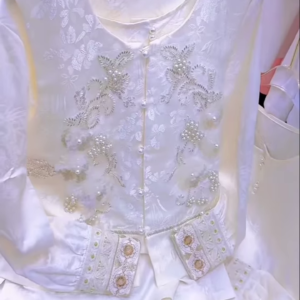 Exquisite Silk and Brocade Top with Pearl and Sequin Embellishments