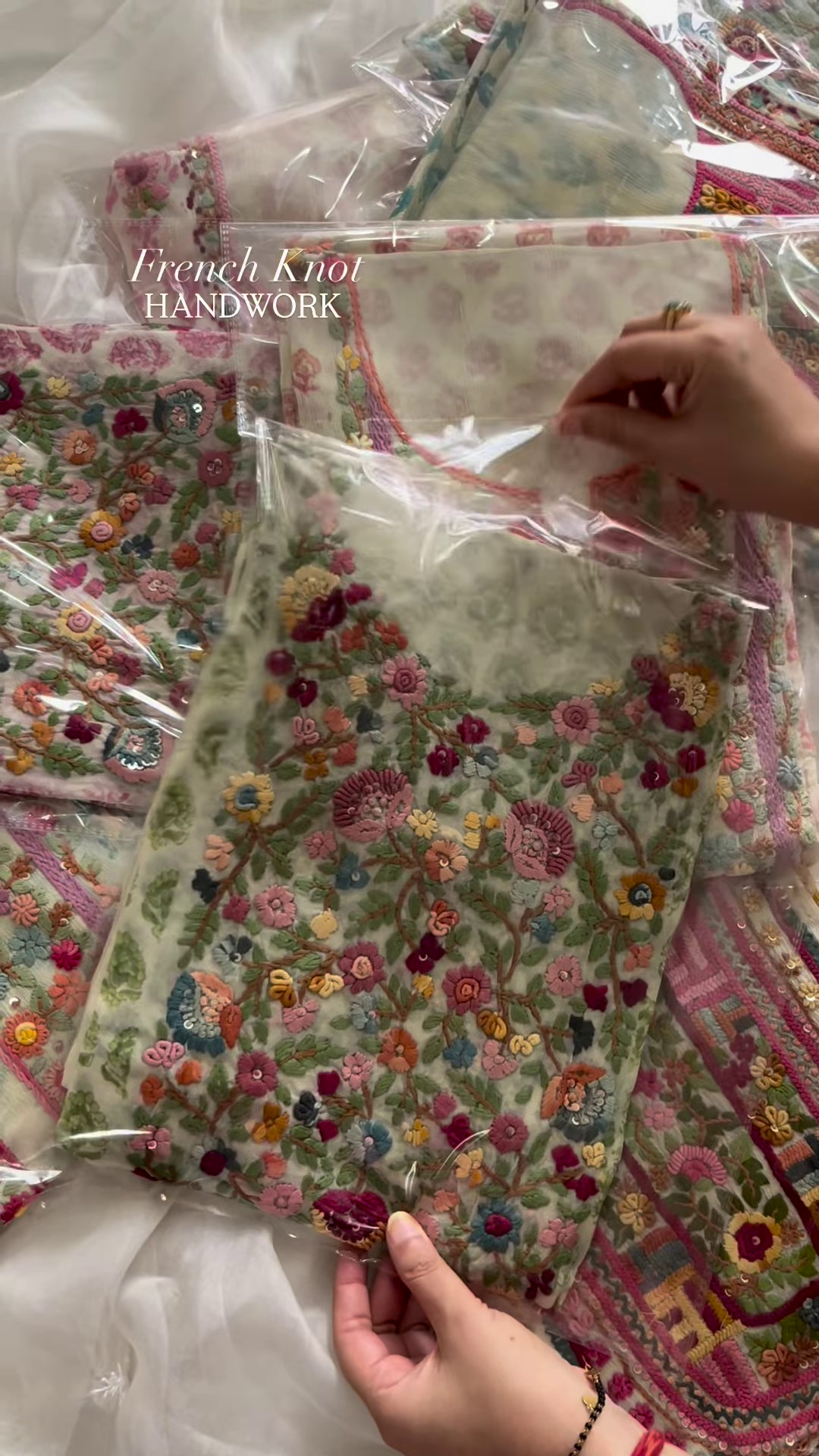 Handcrafted Floral Embroidered Kurta with French Knot Work - Image 5