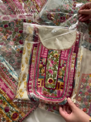 Handcrafted Floral Embroidered Kurta with French Knot Work